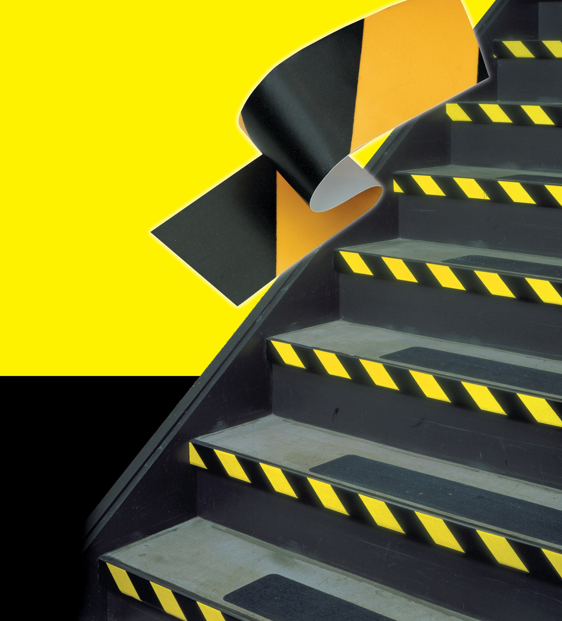 3M Hazard Warning Tape 766i, Yellow/Black, 50 mm x 33 m, Bulk