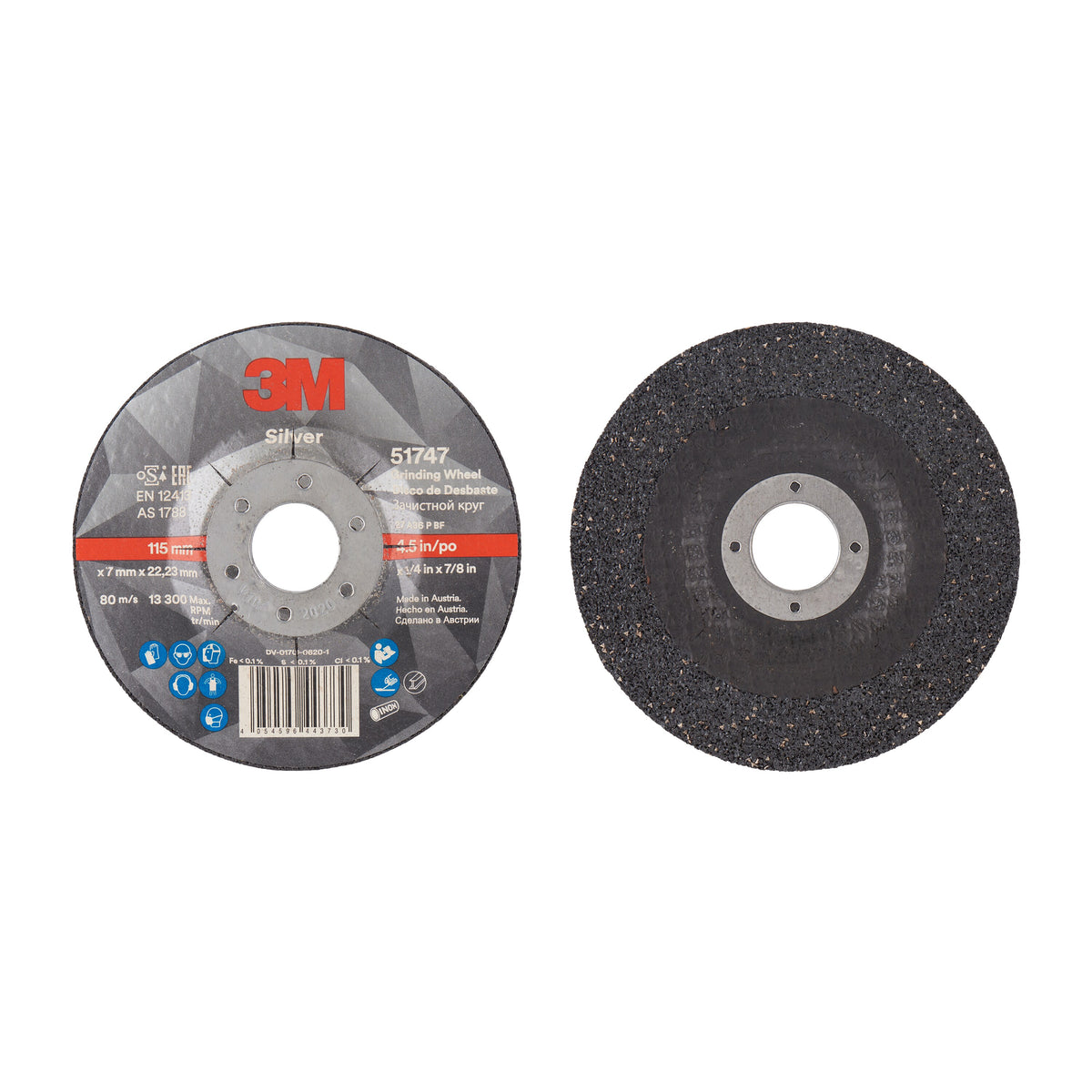3M Silver Depressed Centre Grinding Wheel, T27, 115 mm x 7 mm x 22.2 mm