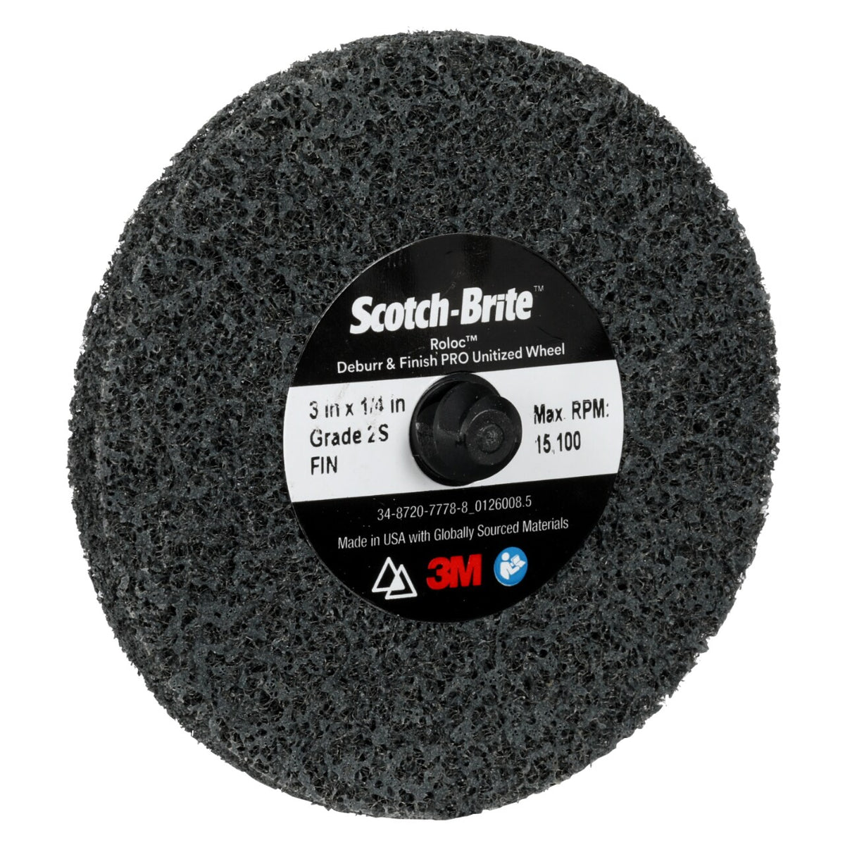 Scotch-Brite Roloc Deburr and Finish PRO Unitized Wheel, 76 mm x 6.35 mm, 2S FIN