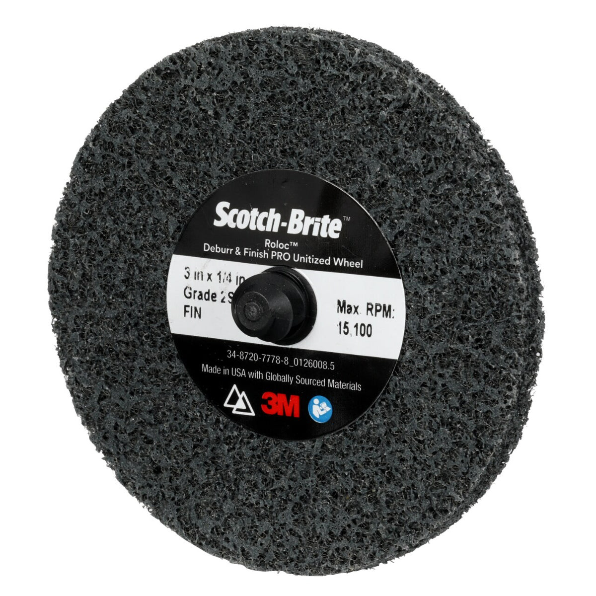 Scotch-Brite Roloc Deburr and Finish PRO Unitized Wheel, 76 mm x 6.35 mm, 2S FIN
