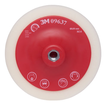 3M Perfect-It Foam Compounding Pad, White, Threaded, 150 mm, 09637