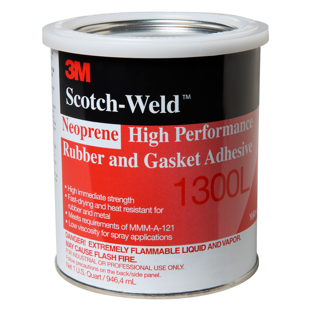 3M Neoprene High Performance Rubber and Gasket Adhesive 1300L, Yellow, US qt