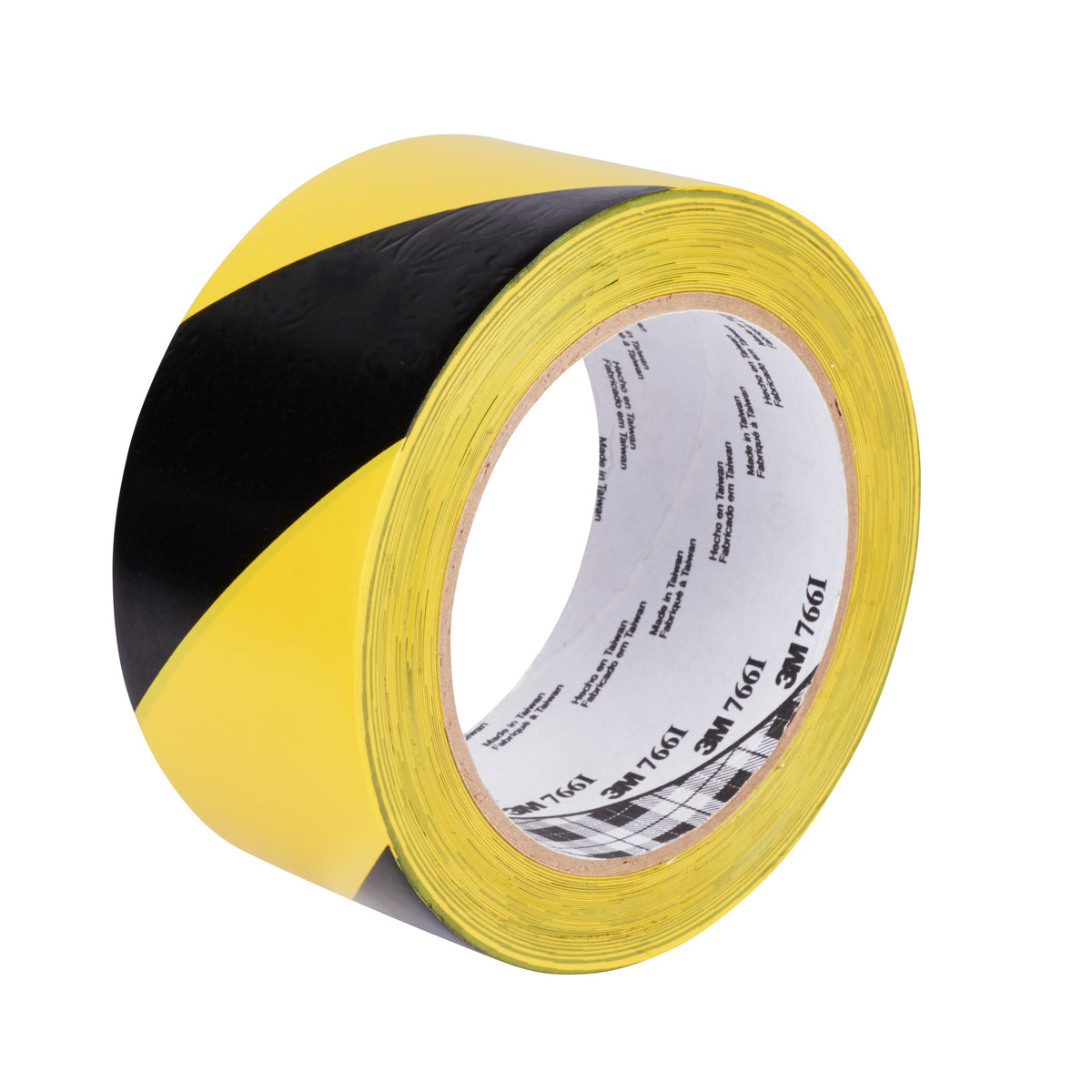 3M Hazard Warning Tape 766i, Yellow/Black, 50 mm x 33 m, Bulk